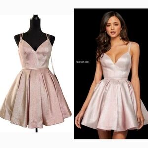 SHERRI HILL NWT Pink Metallic Pleated Dress, Size 4